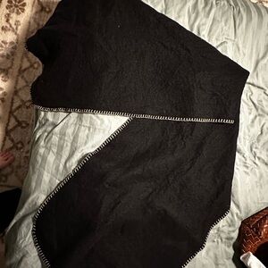 Madewell Black Blanket Shawl with White Stitching